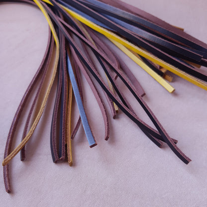Martinet cuir & knot - 66 cm - marron, jaune & rouge