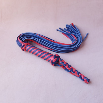 Martinet cuir & knot - 61 cm - bleu & rouge