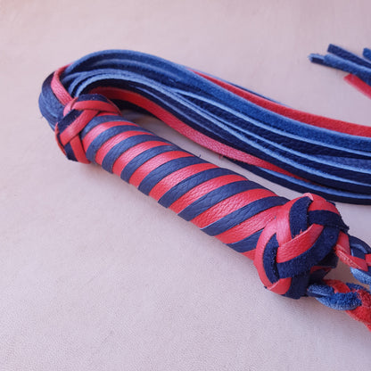Martinet cuir & knot - 61 cm - bleu & rouge