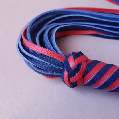 Martinet cuir & knot - 61 cm - bleu & rouge