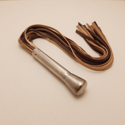 Martinet cuir & inox - 72 cm - beige & marron