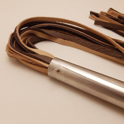 Martinet cuir & inox - 72 cm - beige & marron