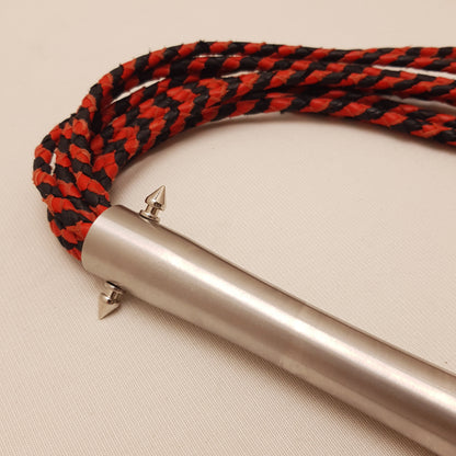 Martinet cat o nine cuir & inox - 33 cm - rouge & noir