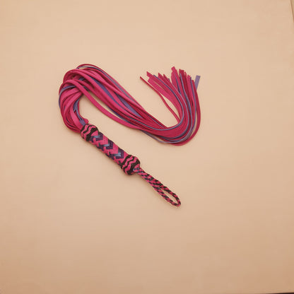 Martinet cuir & knot - 76 cm - rose, violet & noir