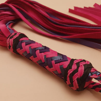 Martinet cuir & knot - 76 cm - rose, violet & noir