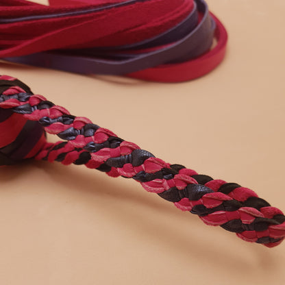 Martinet cuir & knot - 76 cm - rose, violet & noir