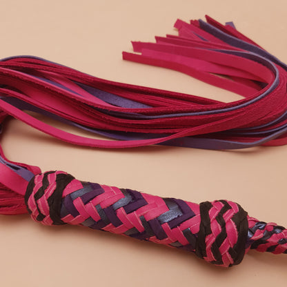 Martinet cuir & knot - 76 cm - rose, violet & noir