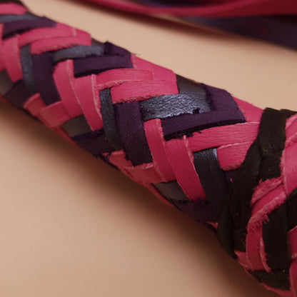 Martinet cuir & knot - 76 cm - rose, violet & noir