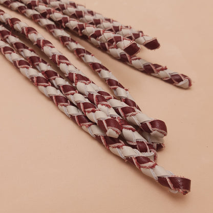 Martinet cat o nine cuir & inox - 74 cm - bordeaux & blanc