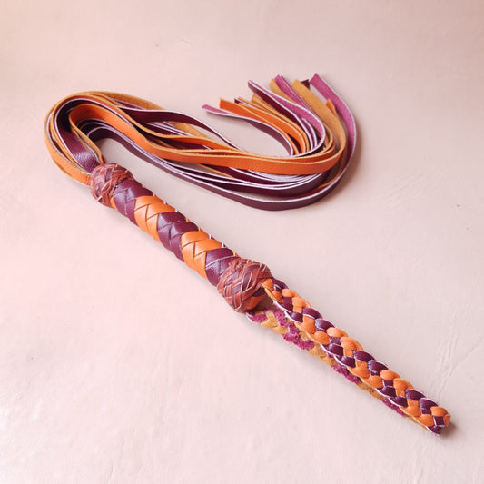 Martinet cuir & knot - 42 cm - orange & bordeaux