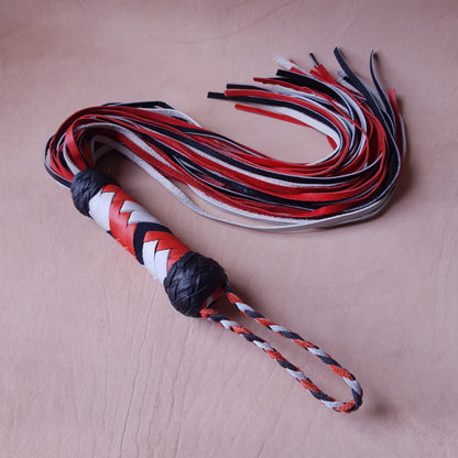 Martinet cuir & knot - 51 cm - noir, blanc & orange