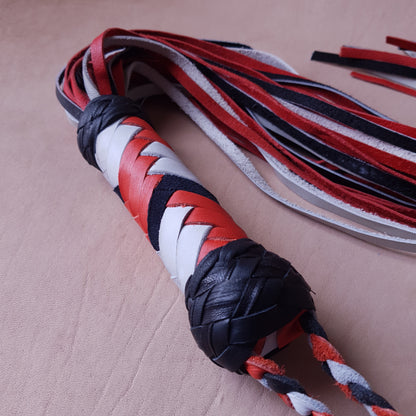 Martinet cuir & knot - 51 cm - noir, blanc & orange
