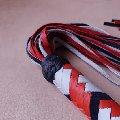 Martinet cuir & knot - 51 cm - noir, blanc & orange