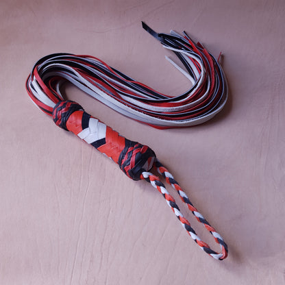 Martinet cuir & knot - 52 cm - noir, blanc & orange