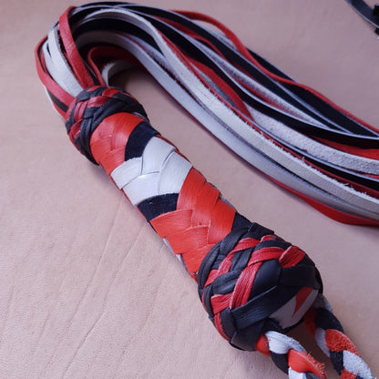 Martinet cuir & knot - 52 cm - noir, blanc & orange