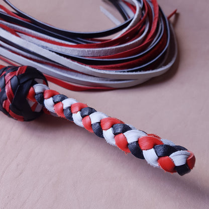 Martinet cuir & knot - 52 cm - noir, blanc & orange
