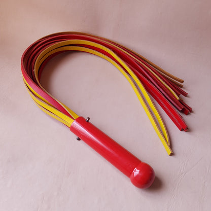 Martinet cuir & acier - 62 cm - jaune & rouge
