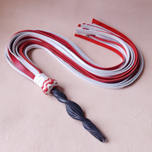 Martinet cuir & acier - 75 cm - blanc & orange