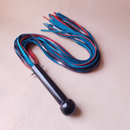 Martinet cuir & acier - 60 cm - bleu, orange & violet