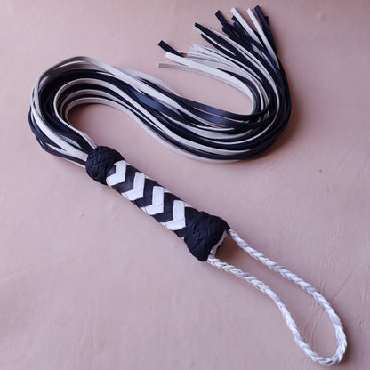 Martinet cuir & knot - 71 cm - noir & blanc