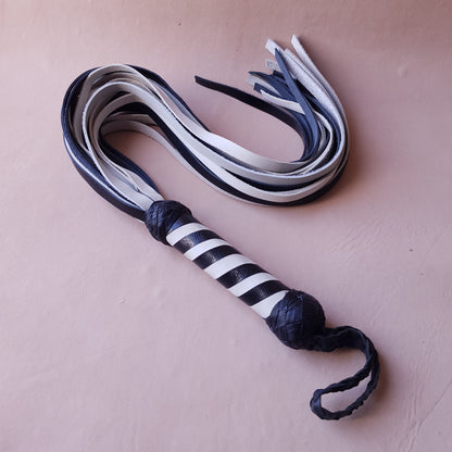 Martinet cuir & knot - 76 cm - noir & blanc