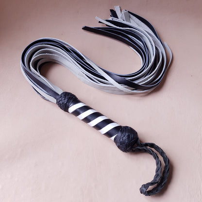 Martinet cuir & knot - 79 cm - noir & blanc