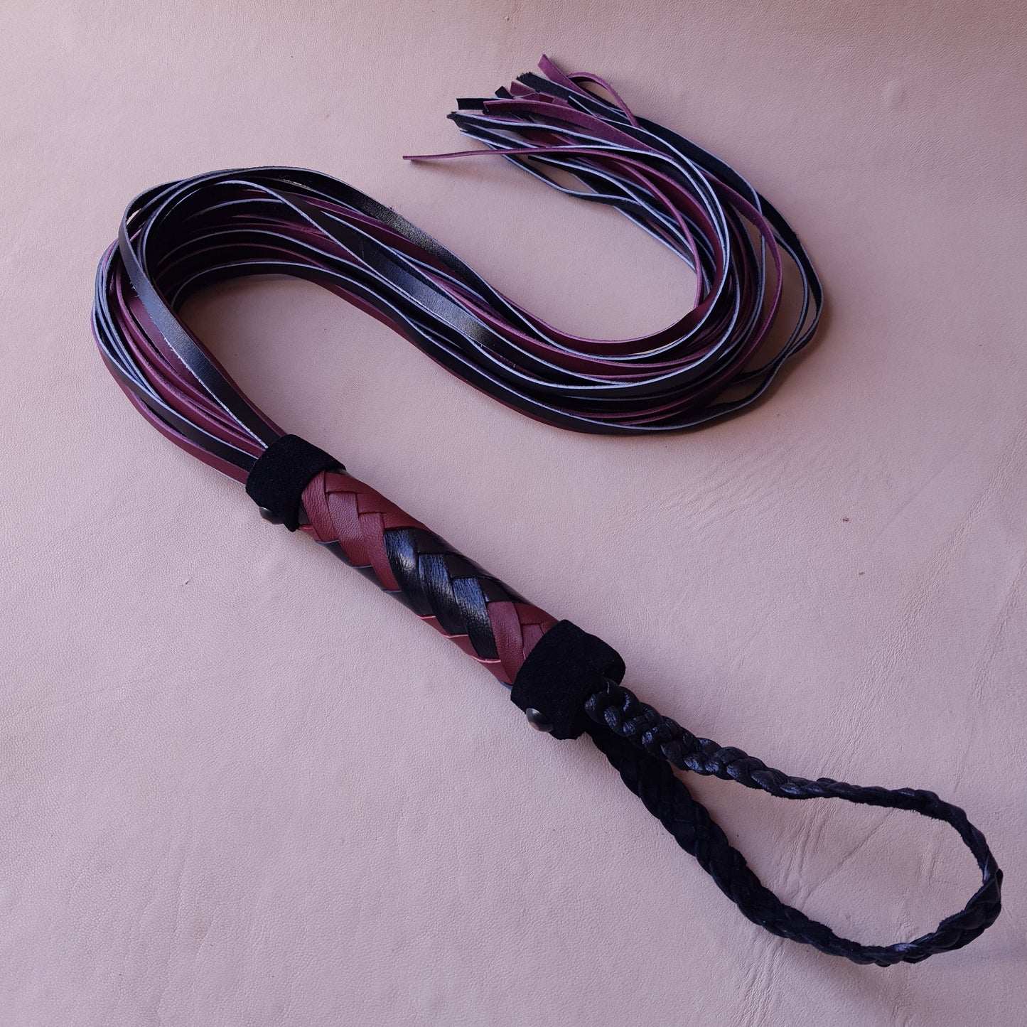 Martinet cuir - 75 cm - bordeaux & noir