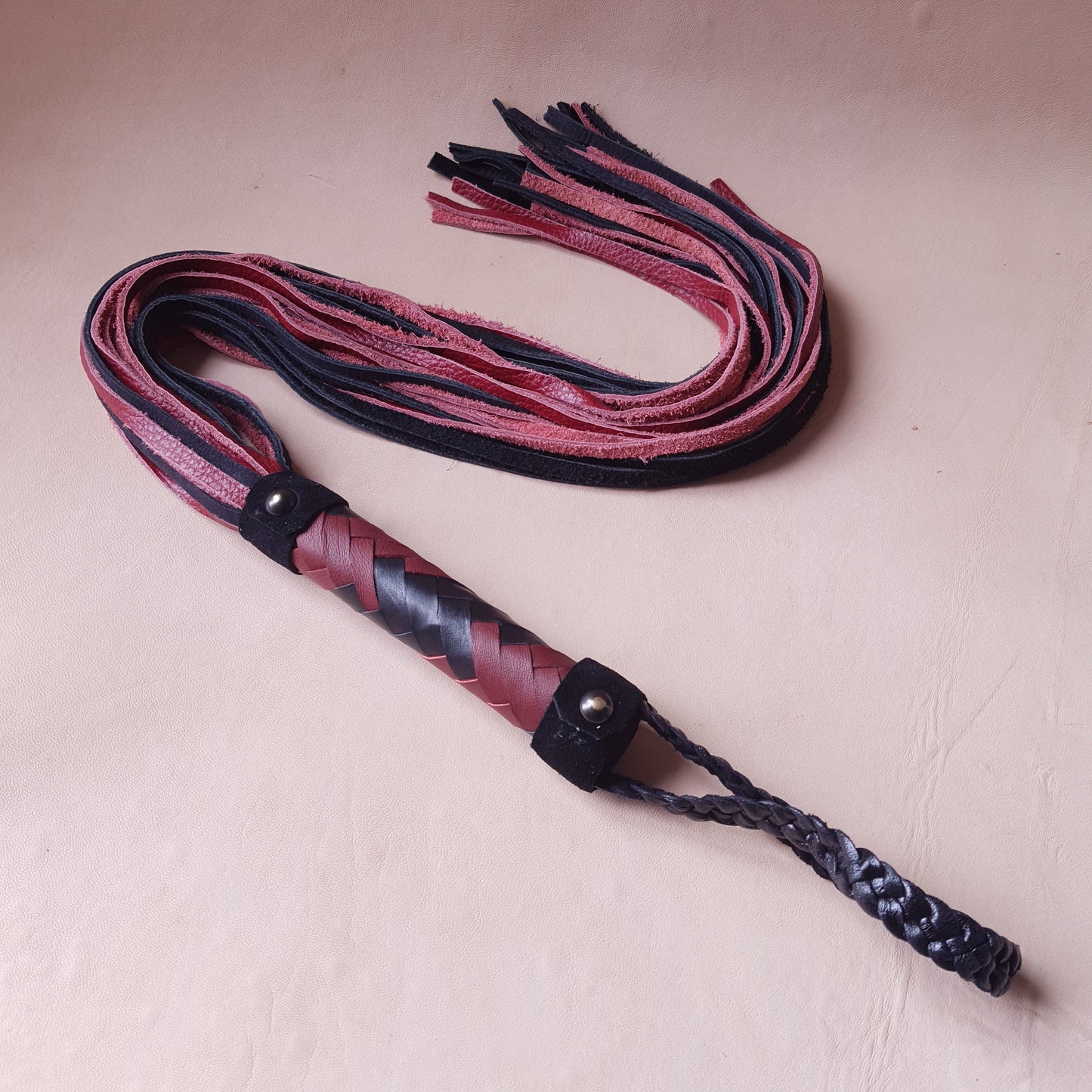 Martinet cuir - 76 cm - bordeaux & noir