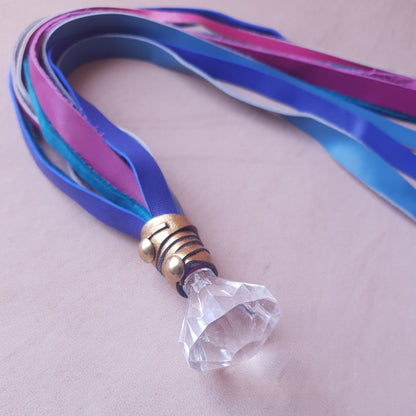Martinet cuir - 35 cm - bleu, or & rose