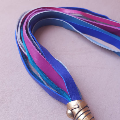 Martinet cuir - 35 cm - bleu, or & rose