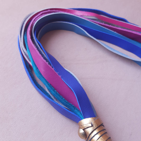 Martinet cuir - 35 cm - bleu, or & rose