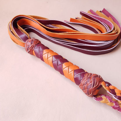 Martinet cuir & knot - 42 cm - orange & bordeaux