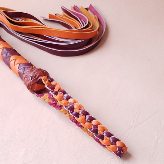 Martinet cuir & knot - 42 cm - orange & bordeaux