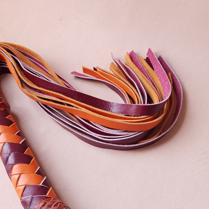 Martinet cuir & knot - 42 cm - orange & bordeaux