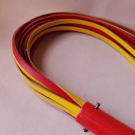 Martinet cuir & acier - 62 cm - jaune & rouge