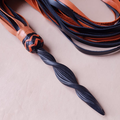 Martinet cuir & acier - 63 cm - orange & noir