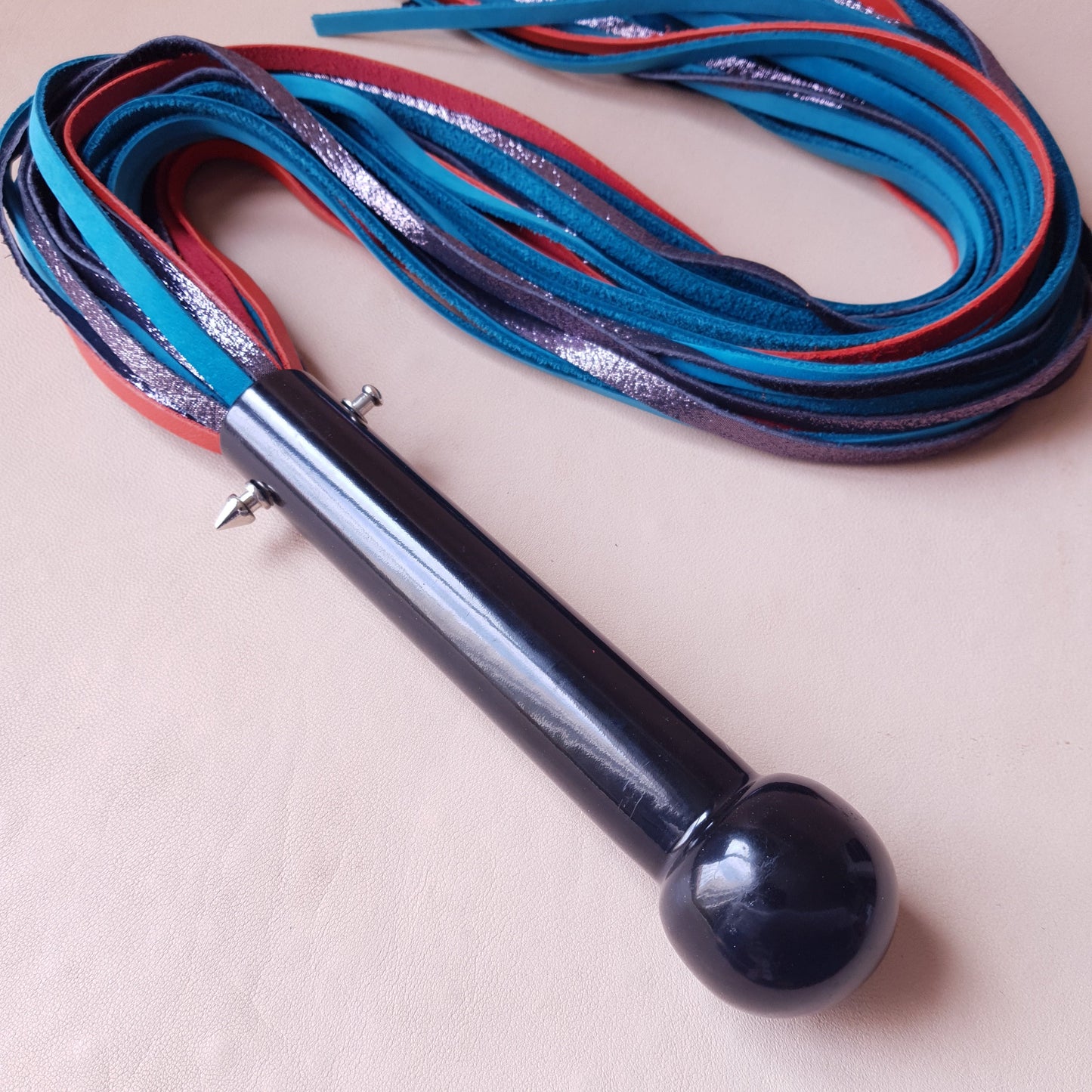 Martinet cuir & acier - 60 cm - bleu, orange & violet