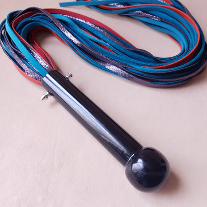 Martinet cuir & acier - 60 cm - bleu, orange & violet