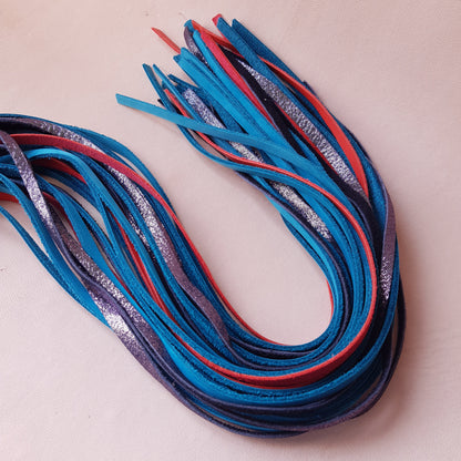 Martinet cuir & acier - 60 cm - bleu, orange & violet