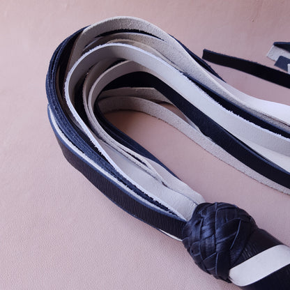 Martinet cuir & knot - 76 cm - noir & blanc