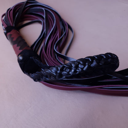 Martinet cuir - 75 cm - bordeaux & noir