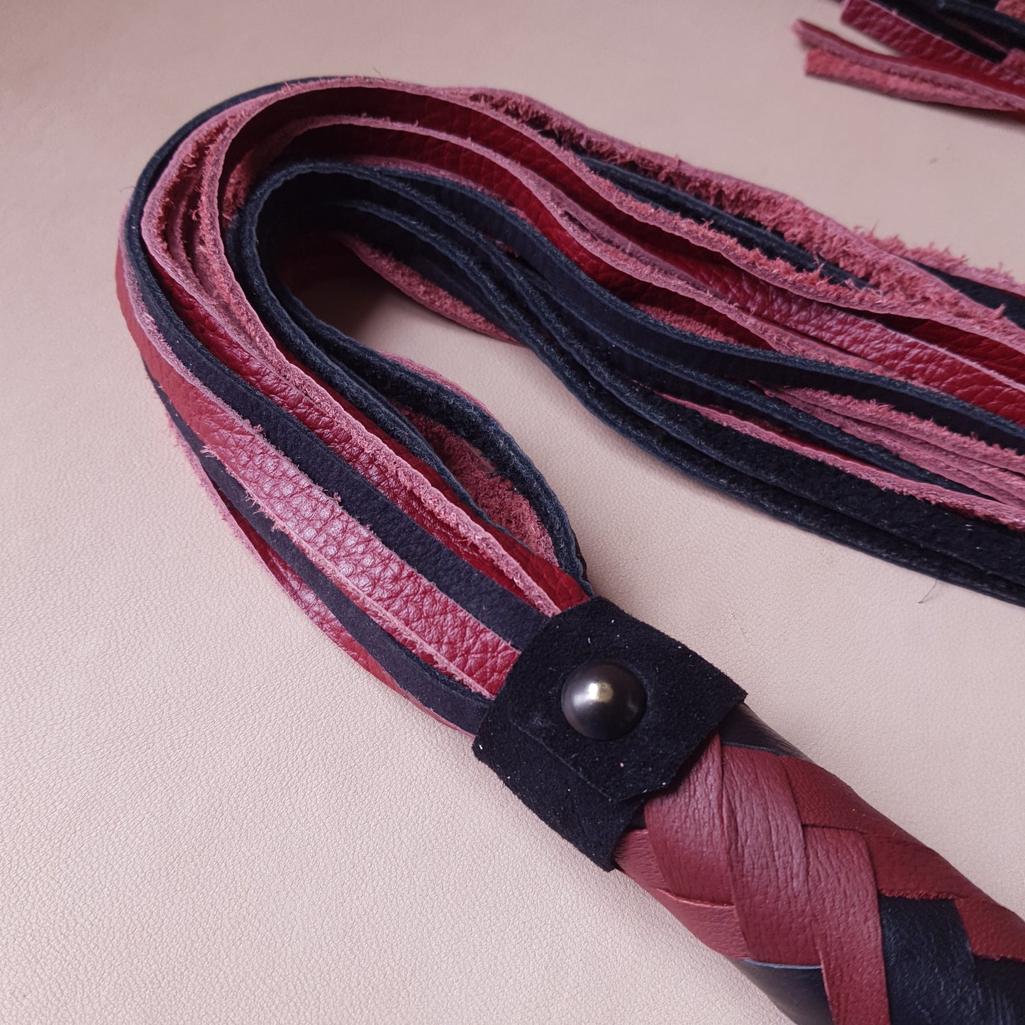 Martinet cuir - 76 cm - bordeaux & noir