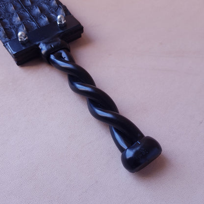 Paddle cuir (caïman) & acier - 42 cm - noir
