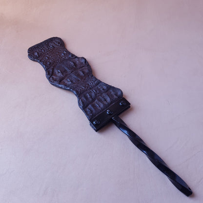 Paddle cuir (caïman) & acier - 44 cm - noir