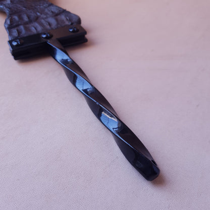 Paddle cuir (caïman) & acier - 44 cm - noir