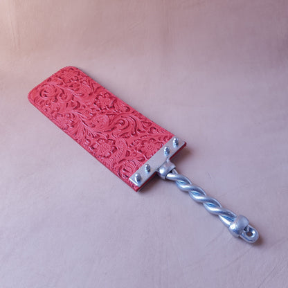 Paddle cuir & acier - 43 cm - rouge