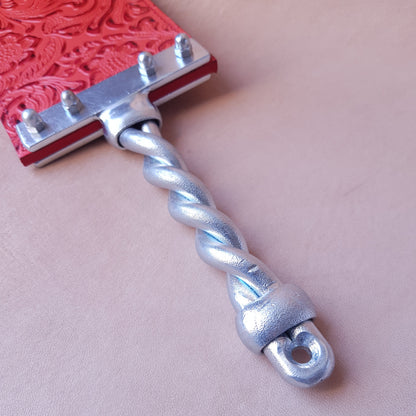Paddle cuir & acier - 43 cm - rouge