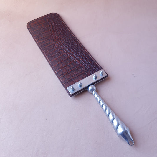 Paddle cuir & acier - 43 cm - marron