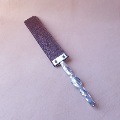 Paddle cuir & acier - 43 cm - marron 2