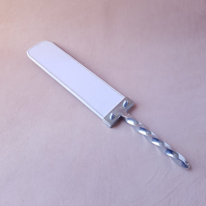 Paddle cuir & acier - 40 cm - violet & blanc